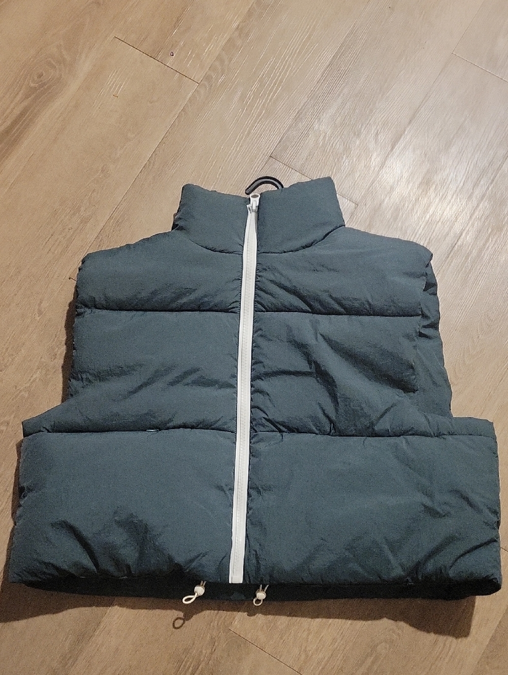 Puffer Vest in Deep Teal with White Zipper